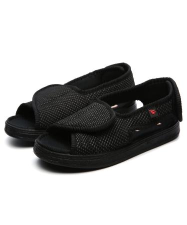 Men's Diabetic Sandals Wide Width Open Toe Diabetic Foot Sneakers for Swollen Feet Indoor Outdoor Size 7-12 12 Black