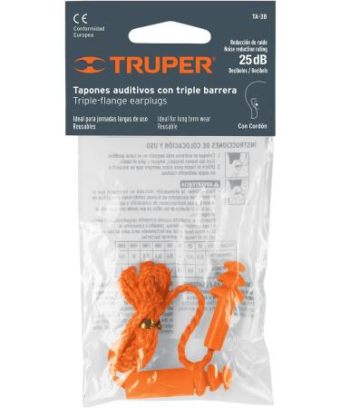 TRUPER TA-3B Tri-Flange Reusable Corded Earplugs - Premium Safety Ear Protection - Available for International Shipping - Buy Online on GoSupps.com