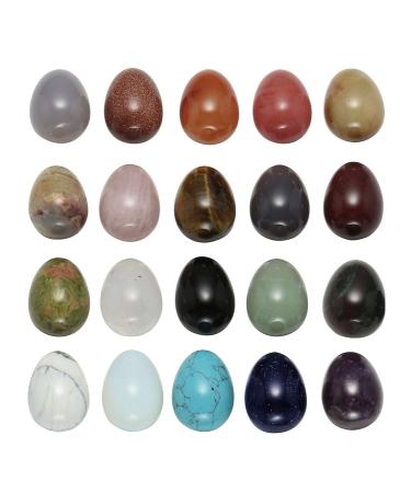 MANIFO 20pcs Mineral Rock Variety Crystal Tumbled Stone Reiki Healing Polished Egg Shape Assorted Gemstone for Collection 20pcs Crystal Egg