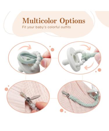 Maveek Baby Pacifier Clips - Handmade Braided Cotton Straps for Boys and Girls | 6pcs Set for Infant Newborn | Modern Unisex Binky Leash for Teething Toys - Buy Online on GoSupps.com