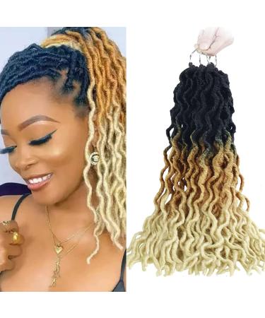 6packs Gypsy Faux Locs Crochet Hair 18inch Ombre soft Gypsy Locs Wellige Crochet Braids 3 Tone Deep Curly Wavy Wavy Lubrication Goddess Locs Crochet Hair (45.72cm (6packs) 1b/27/613) 45.72cm (6packs) 1b/27/613