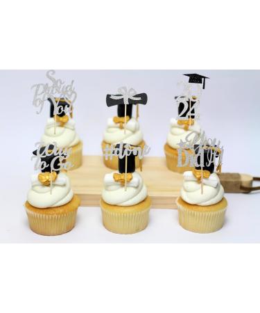 Graduation Cupcake Toppers 2022 Silver Glitter Class of 2022 Cupcake Toppers Supplies Class of 2022 Congrats Grad Cap Diploma Cupcake Picks for Graduation Party Decorations 2022 Silver and Black - Buy Online on GoSupps.com