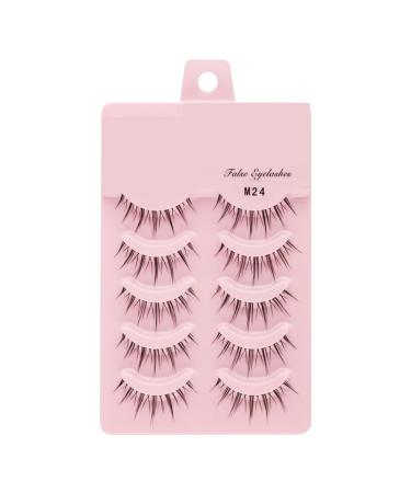 UAMOU 2-50Boxes Manga Lashes False Eyelashes Doll Korean Natural Anime Lashes Spiky Thick Faux Mink Eye Lash Strips Makeup Cheerfully (Color : M24 Size : 2 boxes)