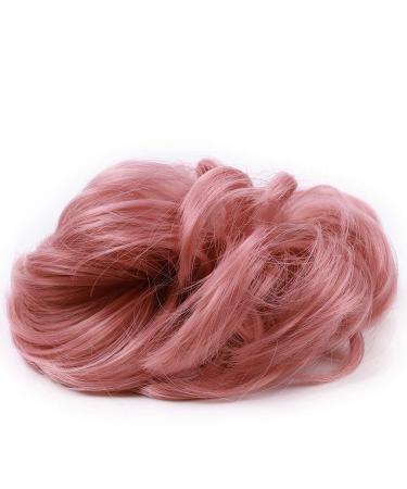 Silk-Co Hair Part with Rubber Band | Wavy Soft Bun Hair Extensions - Dark Pink Curls 35g for Thickening Messy Updos - Buy Online on GoSupps.com