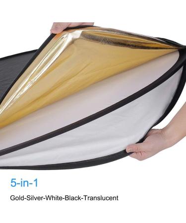 24inch 5-in-1 Portable Reflector for Studio & Outdoor Photography with Bag - Translucent, Silver, Gold, White, Black - Buy Online on GoSupps.com