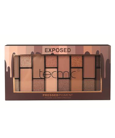 Technic Exposed Eyeshadow Palette - 16 Long Lasting Blendable Shades with Soft Shimmers & Transitional Mattes for Day or Night Looks. With a Mixture of Browns Bronzes and Neutrals. 29.6g