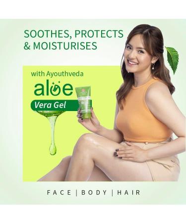Ayouthveda Organic Aloe Vera Gel - Hydrating Aloe Gel for Face Body & Hair Non-Greasy 150 g - Buy Online on GoSupps.com