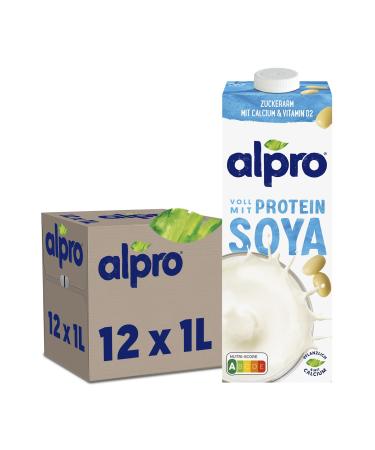 Alpro Sojabrink Original |Vegan and lactose -free |rich in vegetable proteins with calcium and vitamins 12 pack (12 x 1 l) uht