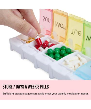 Weekly Pill Organizer & Planner - Large Compartment Pill Case for Vitamins Supplements and Cod Liver Oil - International Shipping Available - Buy Online on GoSupps.com