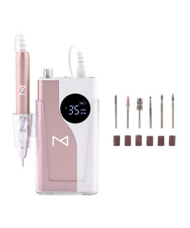 M - Ying Yang Brushless Nail Drill - 35K RPM Wireless Powerhouse 85w Aluminum Alloy Shell Ultra Quiet Operation for Smooth Precision Nail Art (Rose Gold)