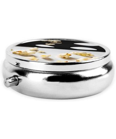Cinema Clapboard & Popcorn Mini Round Pill Box - 3 Compartment Travel Organizer for Medicine & Vitamins | Portable Pill Case for Home & Office Use - Buy Online on GoSupps.com
