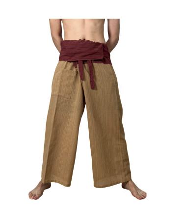 SUMALEE - 2 Tone Thai Fisherman Pants for Men & Women Trousers Perfect for Yoga, Martial Arts, Pirate, Medieval, Japanese Samurai Pantalones