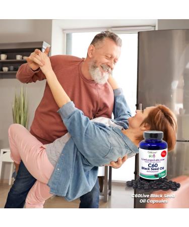 C60live Carbon 60 & Black Seed Oil Antioxidant Supplement - 150 Gel Capsules for Blood Pressure, Cholesterol, Liver Support - Natural Ingredients - Buy Online on GoSupps.com