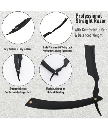 Professional M&LD Cut Throat Razor Kit - Stainless Steel Single Edge Blade with Leather Sharpener for Barber & Home Shaving - Ideal Straight Razor Gift for Men - Buy Online on GoSupps.com