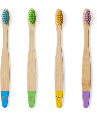 Wild & Stone Bio Children's Bamboo Toothbrush 4-Pack | Soft BPA-Free Eco-Friendly 100% Biodegradable | Vegan Multi-Colored Toothbrushes - Buy Online on GoSupps.com