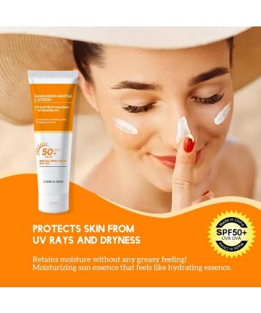 Sunscreen SPF 50+ Sun Cream For High Sun Protection SPF 50 Face Moisturise Waterproof Sunscreen For All Skin Types Invisible Fluid Suncream Against Uv Sun Lotion For Daily Use Travel Sunscreen 60ml - Buy Online on GoSupps.com