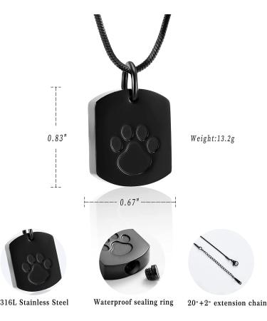 Pet Paw Print Memorial Ash Jewelry - Cremation Urn Necklace for Pet Ashes - Keepsake Pendant with Filling Kit - Black - Buy Online on GoSupps.com