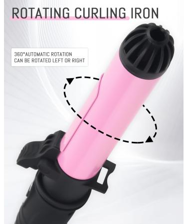 AmoVee 1.25" Rotating Curling Iron - Auto Ceramic Adjustable Temps Dual Voltage - Ideal Valentine's Day Gift for Her - Buy Online on GoSupps.com