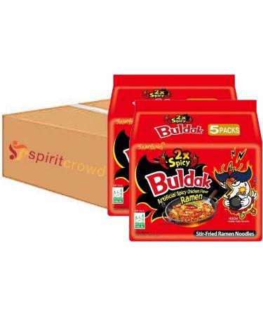 SPIRITCROWD Samyang Noodle Buldak Double Spicy - 2x Spicy Hot Chicken Flavour Korean Style Instant Ramen Super Spicy Challenge Halal 140g (Pack of 10) - Buy Online on GoSupps.com