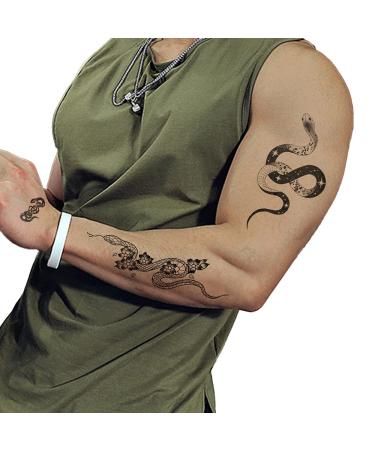 Snake Temporary Tattoo 6 Sheets - Tribal Serpent Mamba Black Roses Spider Web Sword - Party Favors Body Art for Men & Women - Halloween - Buy Online on GoSupps.com