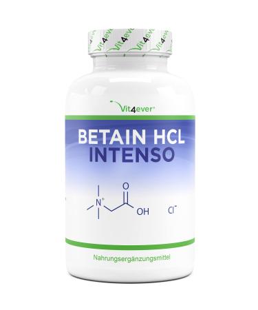Betain HCL - 240 capsules with 695 mg - Premium: with pepsin & bitter substances made of enzian - full spectrum enzyme capsules - high -dose - laboratory test
