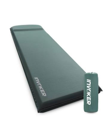 INVOKER Camping Sleeping pad  3inch UltraThick Memory Foam Self Inflating Camping Mat with Pillow Fast Inflating in 25s for Backpacking Traveling and Hiking Air Mattress  Lightweight Camp Sleep Pad Green