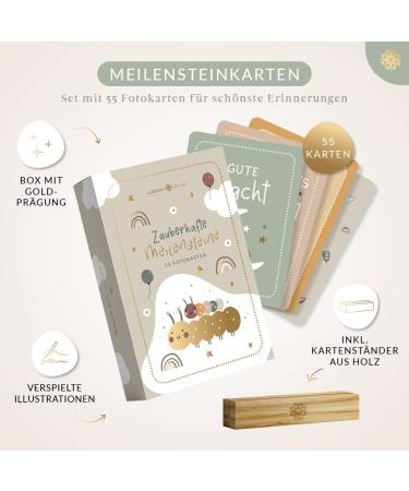 Life Compass Milestone Cards - 55 Magical Monthly Maps & Wooden Card Stand | Perfect Baby Shower Gift with Beautiful Packaging - Buy Online on GoSupps.com