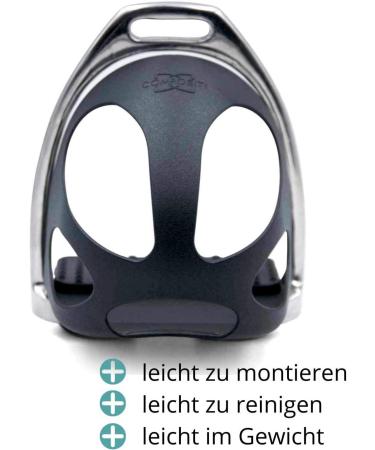 Compositi Stirrup Insert with Slip Protection - 1 Pair (2 Pieces) for Children | Black Safety Stamping Iron Insert with Cap - International Shipping Available - Buy Online on GoSupps.com