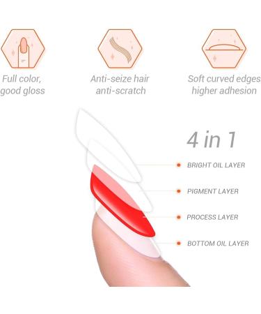 Semi Cured Gel Nail Strips (20 pcs) - Salon-Quality Manicure Set in Shiny Pink - Long Lasting & Easy to Apply/Remove - Includes Nail File & Cuticle Stick - Buy Online on GoSupps.com