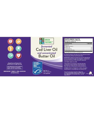 Green Pasture Fermented Cod Liver Oil & Butter Oil | 120 Capsules - Buy Online on GoSupps.com