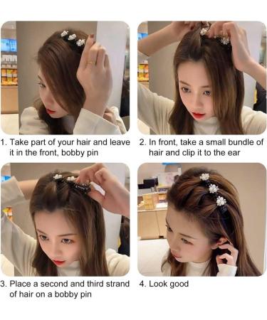 4PCS Sparkling Crystal Stone Braided Hair Clips with 3 Small Clips Pearl shaped hairpin duckbill clip Braided Hair Clip with Rhinestones for Girls Women Hair Accessories - Buy Online on GoSupps.com