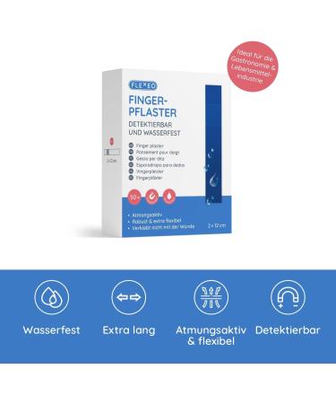 Detectable Waterproof Blue Finger Plaster Set - 50 Pieces (2cm x 12cm) - Ideal for Food Industry | eCommerce - Buy Online on GoSupps.com