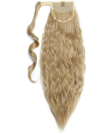20 Inch Ash Blonde Corn Wave Ponytail Clip in Hair Extension - Long Wavy Wrap Around Hairpiece for Women - Buy Online on GoSupps.com