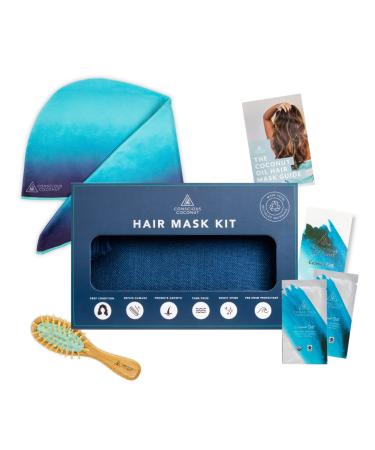 Coconut Oil Hair Mask Kit with Quick Dry Towel  Bamboo Hairbrush  and Coconut Oil for Hair  Hair Care Gift Sets for Women - Conscious Coconut