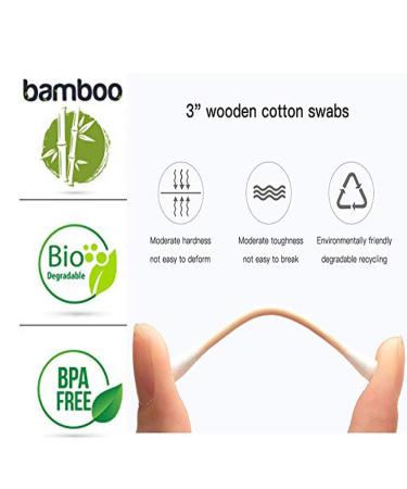 Bamboo Cotton Swabs 200pcs | Double Tipped Wooden Vegan Swabs - Recyclable & Biodegradable | Ear & Makeup Cleaning - Buy Online on GoSupps.com