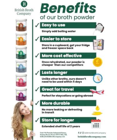 British Broth Co. Chicken Bone Broth Powder 120g - Free Range Collagen Protein for Gut & Joint Health - 30 Servings - Buy Online on GoSupps.com