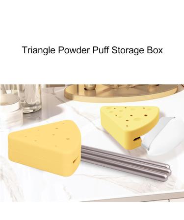 Triangle Powder Puff Storage Box | Portable Silicone Makeup Sponge Holder | Breathable Double-Sided Travel Bag (Yellow - Buy Online on GoSupps.com