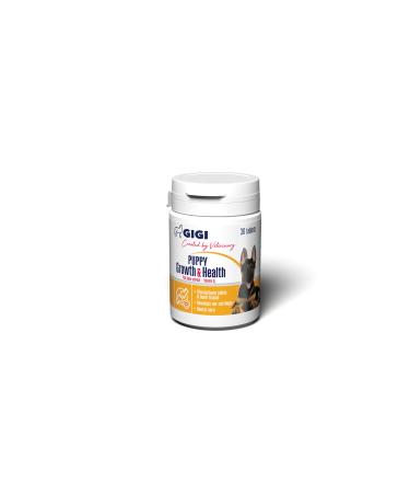 GIGI VET Natural Calcium-Rich Vitamins for Puppy Growth and Health to Strengthen Joints Bone Tissue Dog Vitamins and Supplements for Healthy Fast-Growing Active Dogs (30 Tablets)