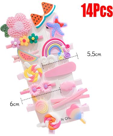 JYJLLM 14 pieces Different shapes Rainbow Hair Clips For Kids Cute Hair Accessories Colorful Flowers Hair Clips Hair Clips For Kids pink hair clips Birthday gift Christmas (Brown Bear) - Buy Online on GoSupps.com