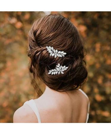 Venusvi Bride Wedding Crystal Hair Pins - Pack of 2, Silver Rhinestone Bridal Hair Accessories for Women and Girls - Buy Online on GoSupps.com