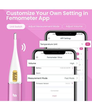 Intelligent Basal Thermometer for Ovulation & Fertility Tracking | Backlit LED Screen & App | femometer Vinca II Purple - Buy Online on GoSupps.com
