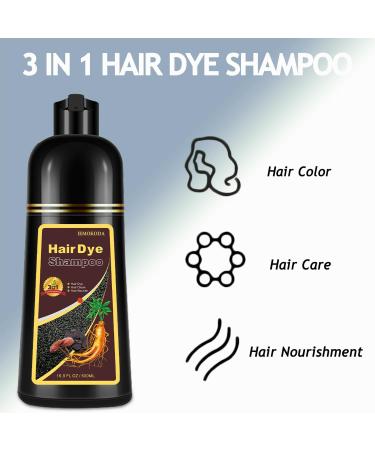Natural 3-in-1 Black Hair Color Shampoo for Men & Women - 16.9 fl oz | Safe & Effective Solution for Grays - Buy Online on GoSupps.com