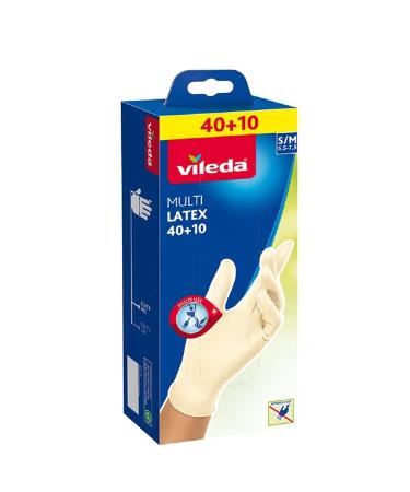 Vileda Disposable Multi Latex Gloves Small/Medium Pack of 50 S/M (Pack of 50) Single