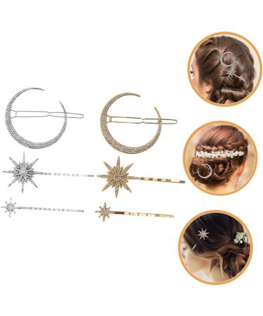 minkissy 2 Sets Silver Star Hair Clips Snowflake Star Hair Clip Star Hair Accessories Moon Hair Accessories Silver Star Hair Pins Hair Jewelry Moon Hair Clip Hairpin Vintage Alloy - Buy Online on GoSupps.com