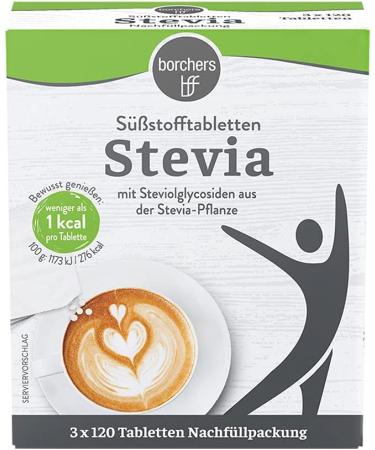 Buy Borchers Stevia Tablets Refill Pack | 6 x 120 Pieces | Sugar Alternative | Almost Calorie-Free | 360 Total Tablets - Buy Online on GoSupps.com