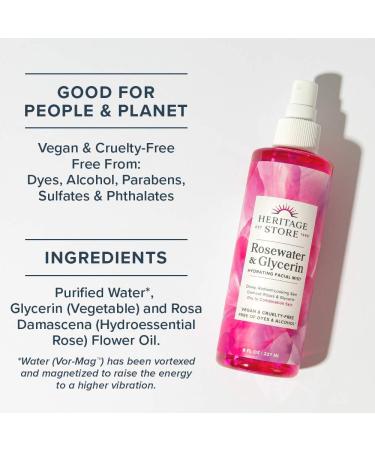 HERITAGE STORE Rosewater & Glycerin Bundle | Hydrating Facial Mist for Dewy Radiant Skin | No Dyes or Alcohol 8oz 4oz - Buy Online on GoSupps.com