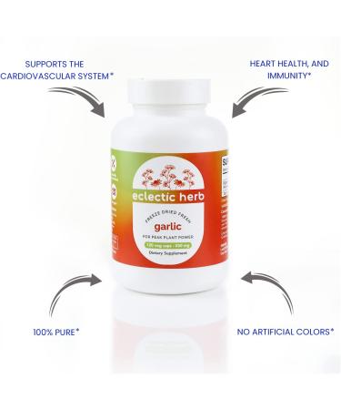 Eclectic Institute Raw Fresh Freeze-Dried Garlic 550mg - 120 Non-GMO Veg Capsules - Buy Online on GoSupps.com