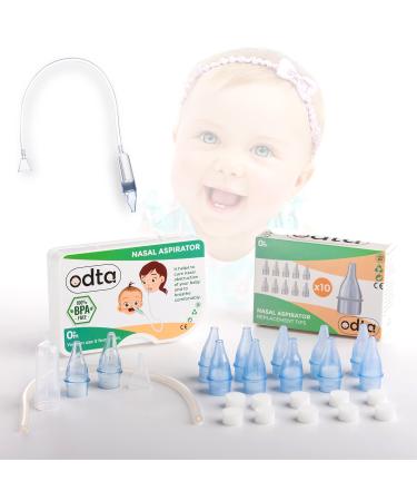 Odta Reusable Baby Nasal Aspirator with 22 Extra Hygiene Filters and 12 Extra Hygiene Reusable Replacement Heads-Easy to Control Flow-Nasal Aspirator for Baby Nose Mucus Cleaner-Baby Shower Gift Aspirator+Heads+Filters