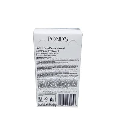 Pond's Pure Detox Mineral Charcoal Clay Mask - 100% Natural Moroccan Clay (6 Sachets) | International Shipping Available - Buy Online on GoSupps.com