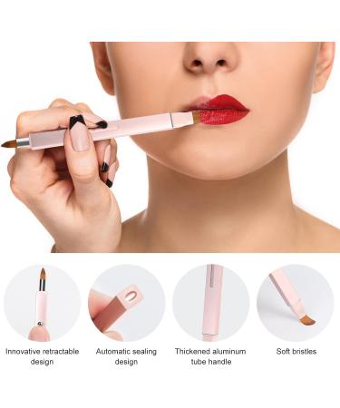 Unaone Retractable Lip Brush Set - 2 Double-ended Applicators for Lipstick, Liner & Gloss - Portable Smudge & Concealer Brush - Pink/Gold - Buy Online on GoSupps.com